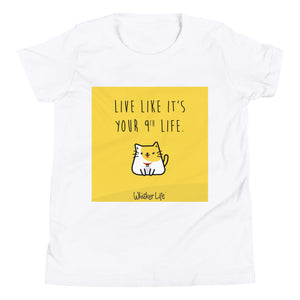 Live Like It's Your 9th Life - Block Style Youth Short Sleeve T-Shirt