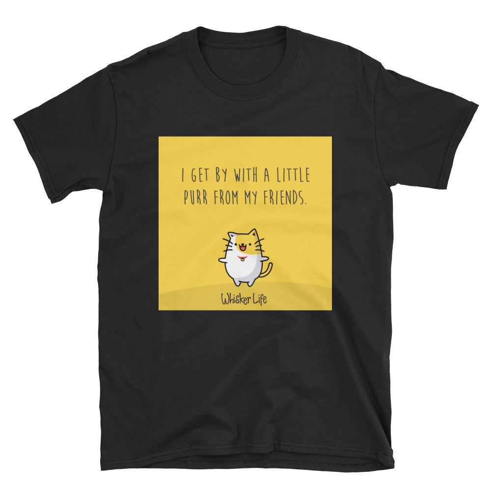 I Get By With A Little Purr From My Friends - Block Style - Short-Sleeve Ladies T-Shirt