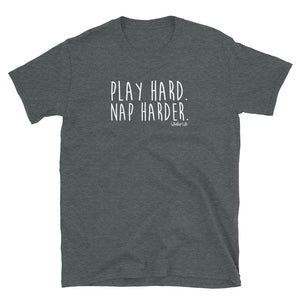Play Hard. Nap Harder. - Short-Sleeve Womens T-Shirt
