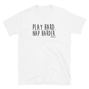Play Hard. Nap Harder. - Short-Sleeve Womens T-Shirt