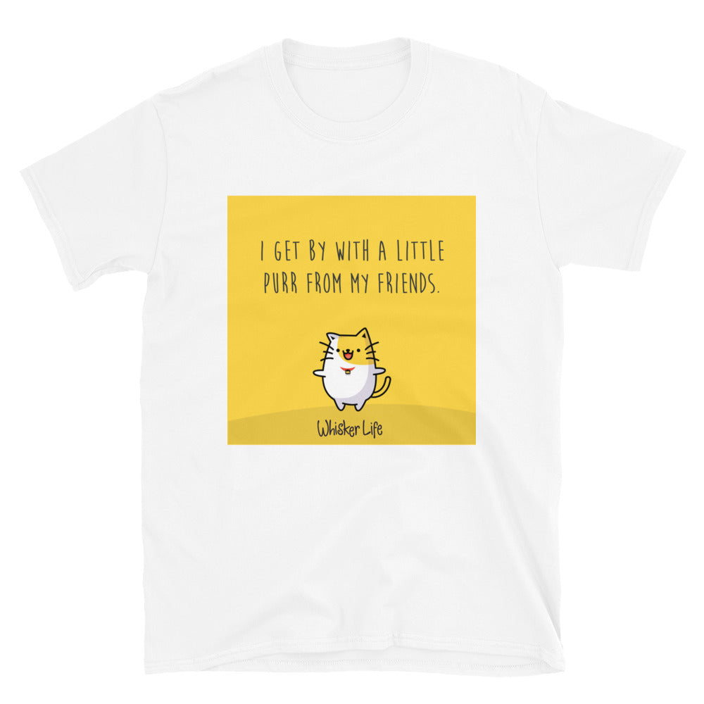 I Get By With A Little Purr From My Friends - Block Style Short-Sleeve Mens T-Shirt