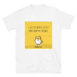 I Get By With A Little Purr From My Friends - Block Style Short-Sleeve Mens T-Shirt