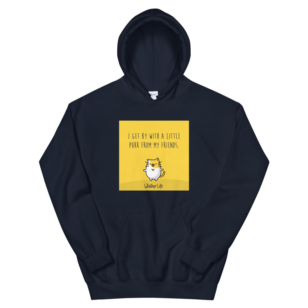 I Get By With A Little Purr From My Friends - Block Style Unisex Hoodie