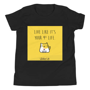Live Like It's Your 9th Life - Block Style Youth Short Sleeve T-Shirt